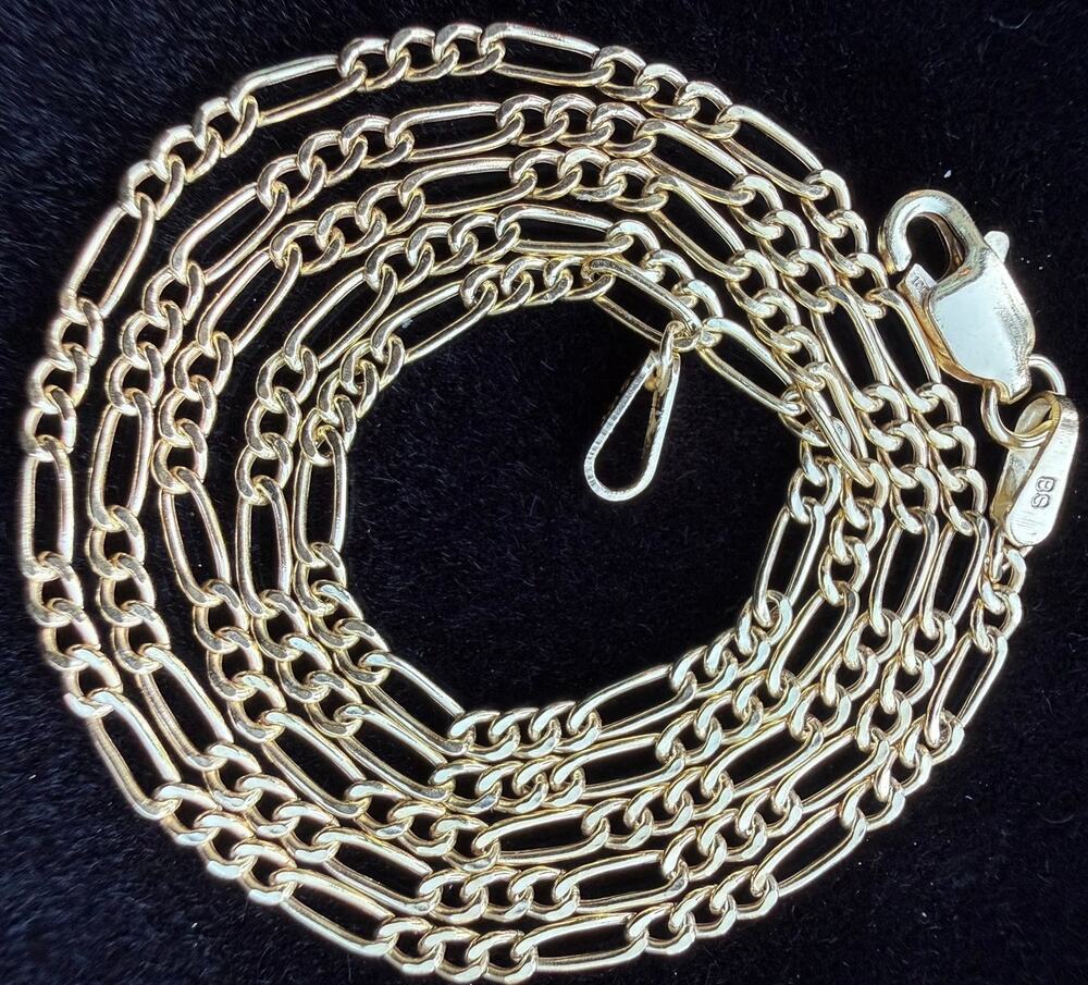 10k Solid Yellow Italian Gold Figaro Chain Necklace 16" Long 2mm Wide